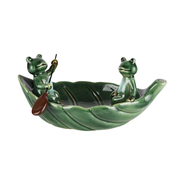 [스크래치 신상품] 나뭇잎 배를 탄 개구리 새 모이 피더
